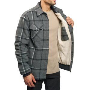 Jachs Men’s Sherpa-Lined Wool Blend Shirt Jacket-Heavyweight, Warm Flannel